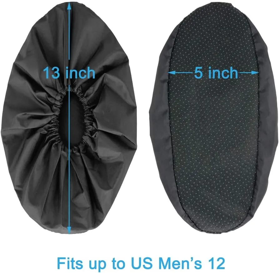Reusable Boot & Shoe Covers Water Resistant Non Skid and Washable for Real Estate Contractors to Keep Floors Carpets Footwear and Rooms Clean - 5 Pairs (Large, Black)