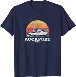 Rockport TX Vintage Boating 70s Retro Boat Design T-Shirt