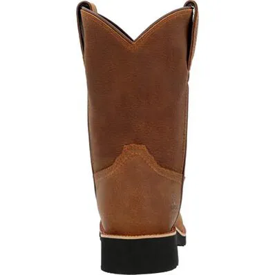 Rocky Men's Monocrepe 9" Round Toe Pull On Western Work Boot - Brown - RKW0461