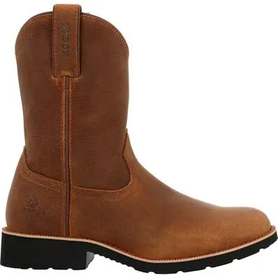 Rocky Men's Monocrepe 9" Round Toe Pull On Western Work Boot - Brown - RKW0461