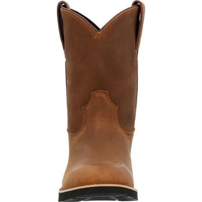 Rocky Men's Monocrepe 9" Round Toe Pull On Western Work Boot - Brown - RKW0461