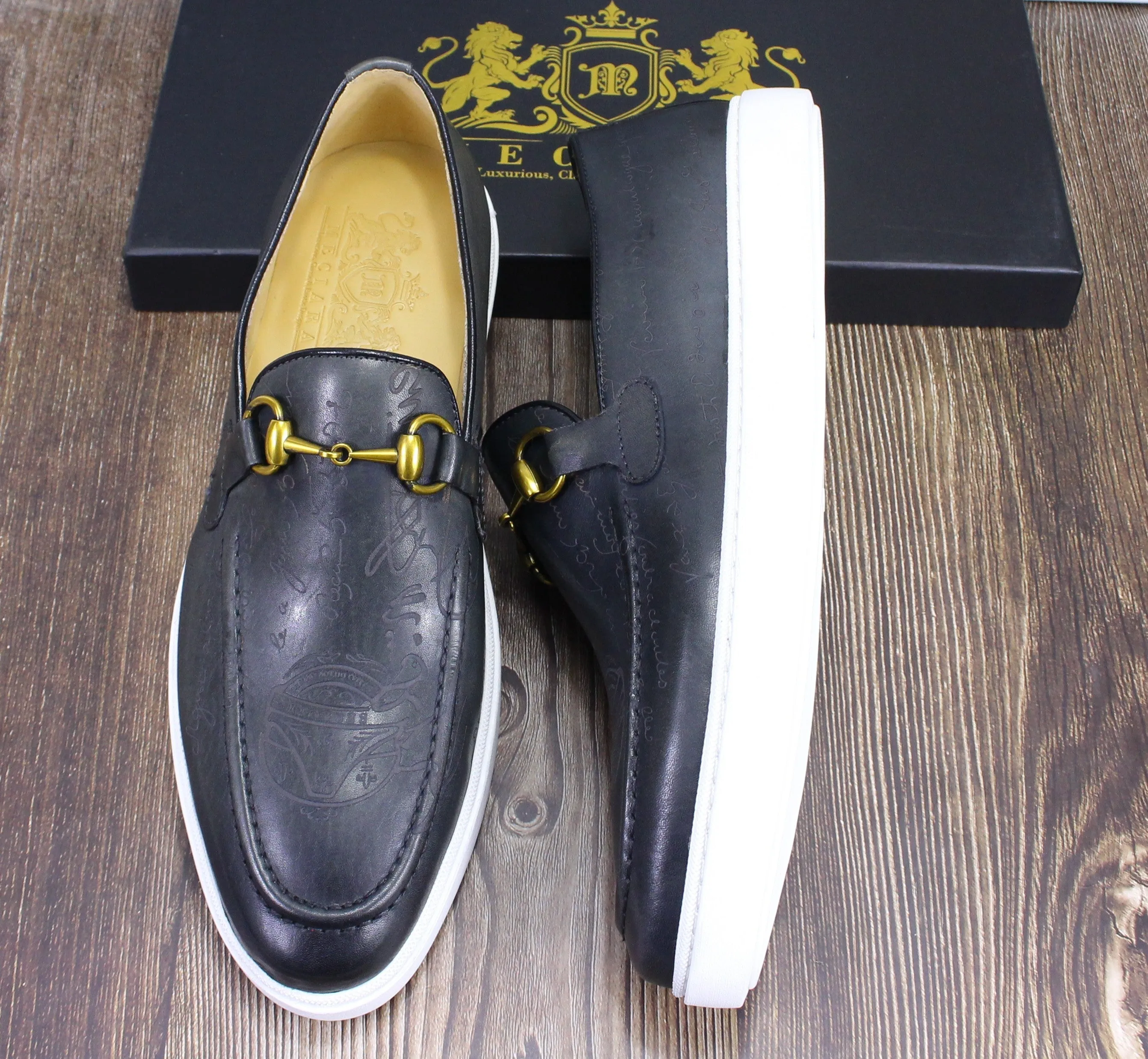 Ruffle Embossed Genuine Leather