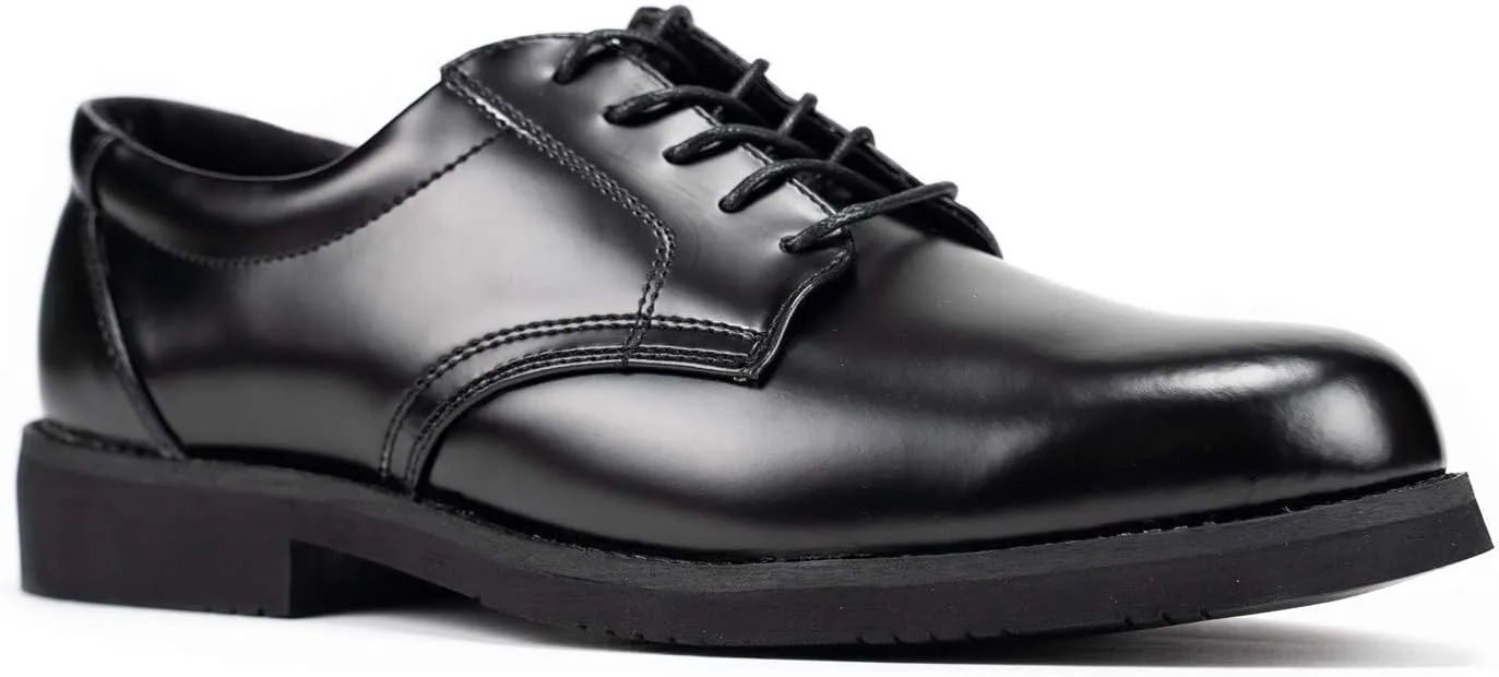 RYNO GEAR Men's Leather and Hi-Gloss Style Uniform Oxford Dress Shoes