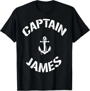 Sailing Boat Captain James Personalized Boating Name T-Shirt