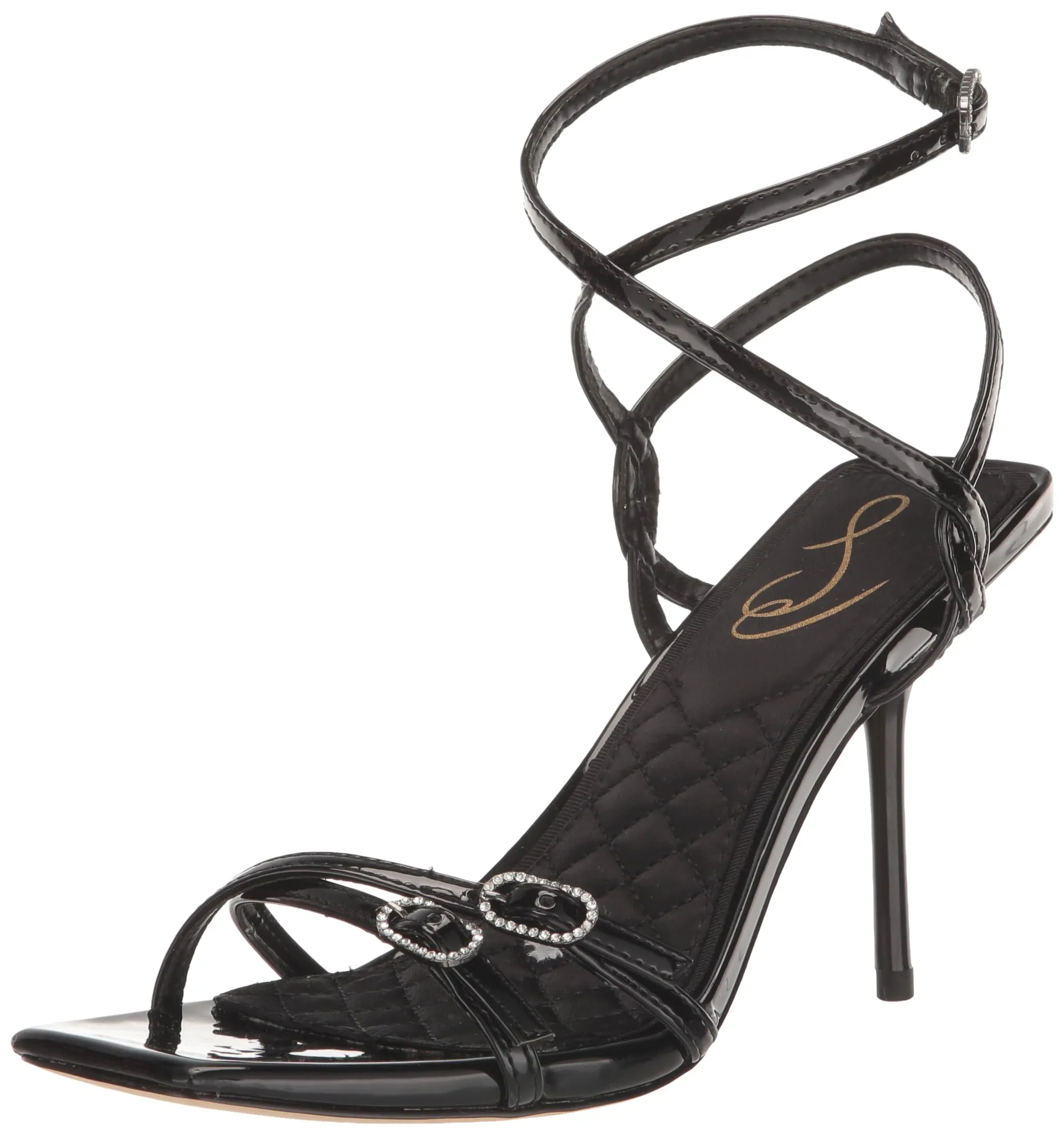 Sam Edelman Trevin Heeled Sandal Black Patent 7 Medium