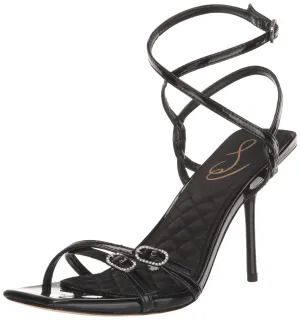 Sam Edelman Trevin Heeled Sandal Black Patent 7 Medium