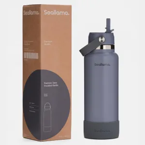 Seallama. Stainless Steel Wide Mouth Water Bottle - 2 Lids (Flex Straw Lid) and Double-Wall Vacuum Insulation - Leak Proof, BPA-Free, for Travel, Sports, School, and Car (Stormy Granite, 40 oz)