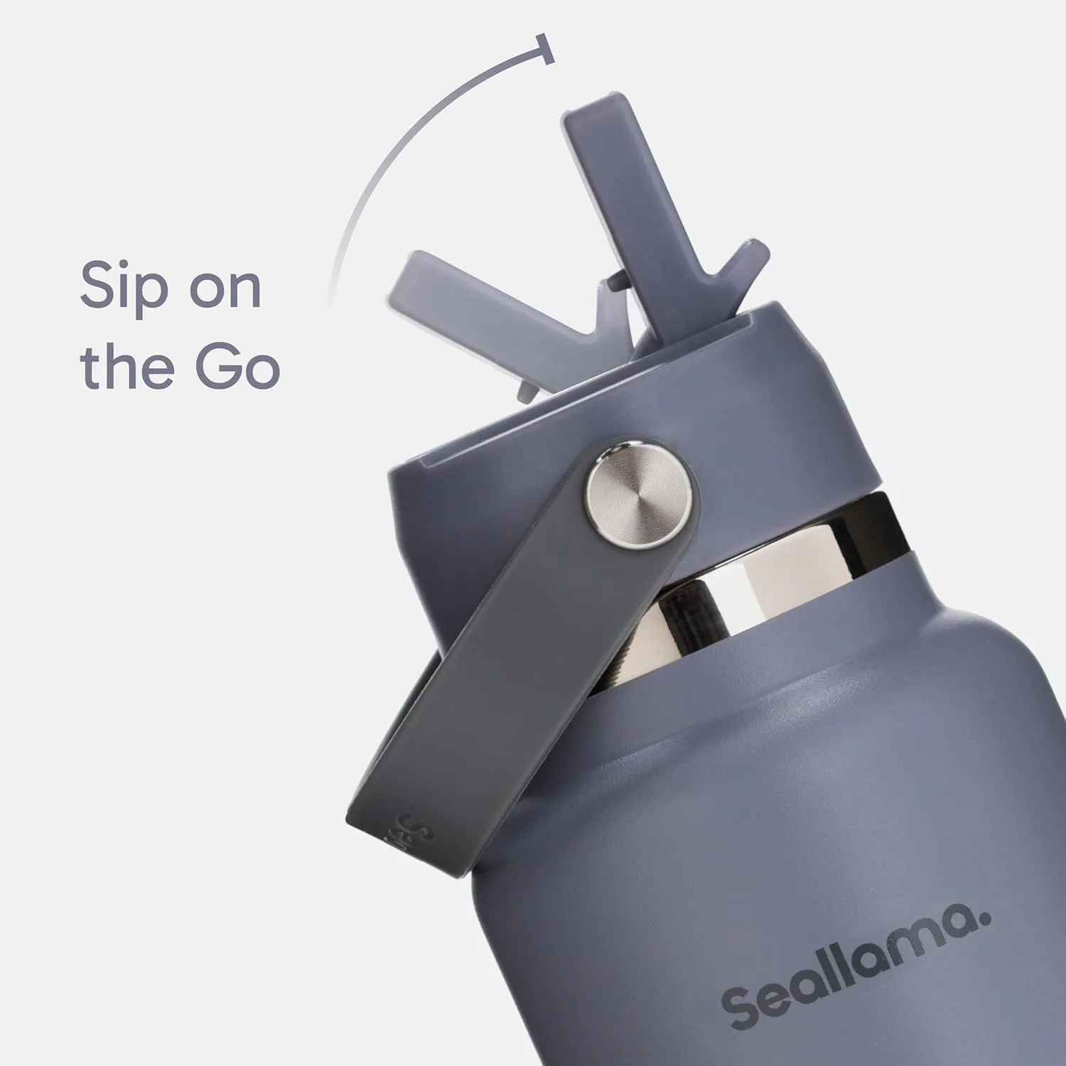 Seallama. Stainless Steel Wide Mouth Water Bottle - 2 Lids (Flex Straw Lid) and Double-Wall Vacuum Insulation - Leak Proof, BPA-Free, for Travel, Sports, School, and Car (Stormy Granite, 40 oz)