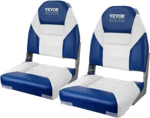 Seats, 21.85" High Back Seat, Folding Chair with Thickened Sponge Padding and Hinge, Fold-Down Captain Chairs for Fishing, Sightseeing, Speedboat, Canoe, 2-Pack