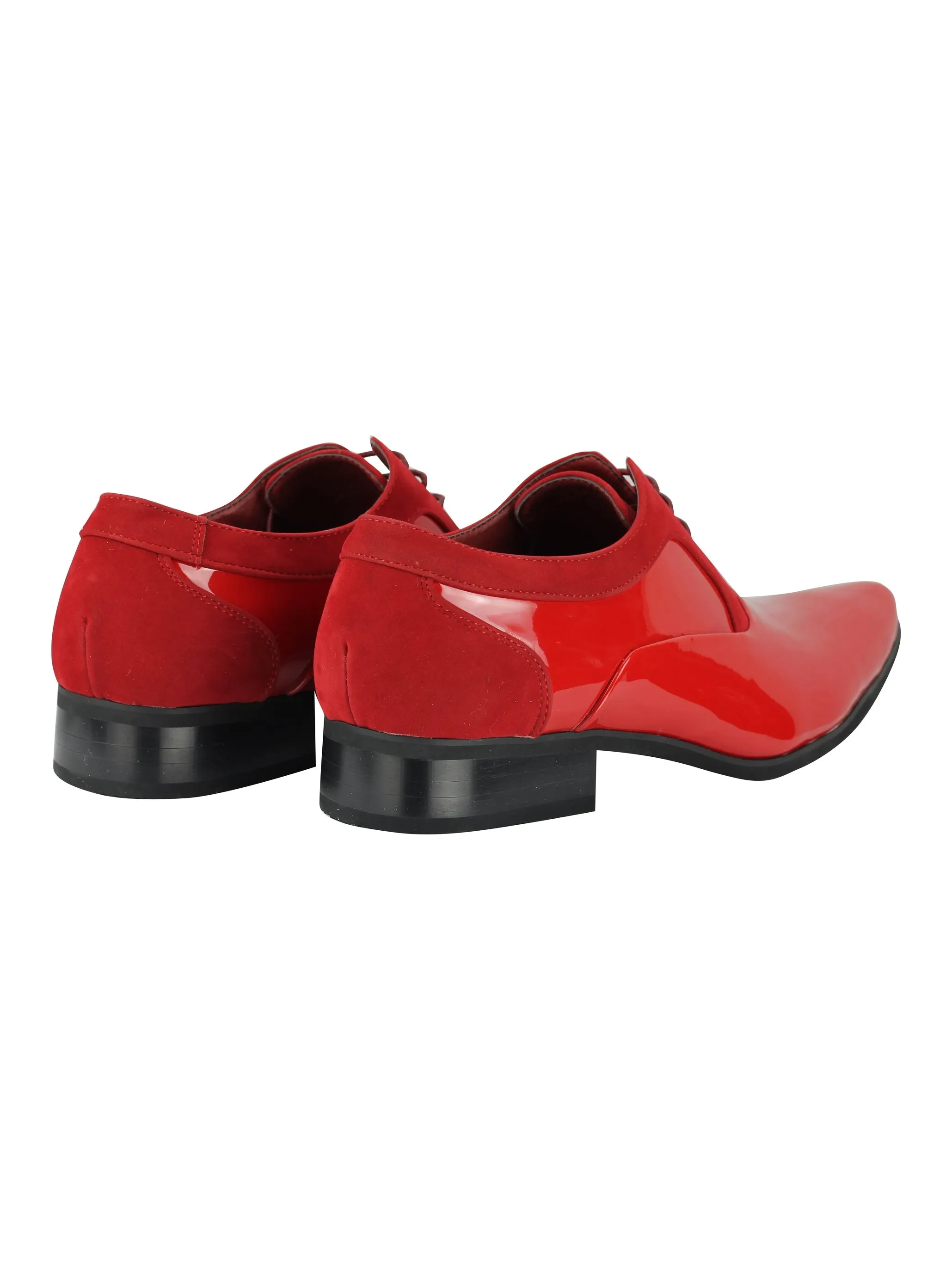 SHINY FAUX LEATHER FORMAL LACE UP SHOES IN RED