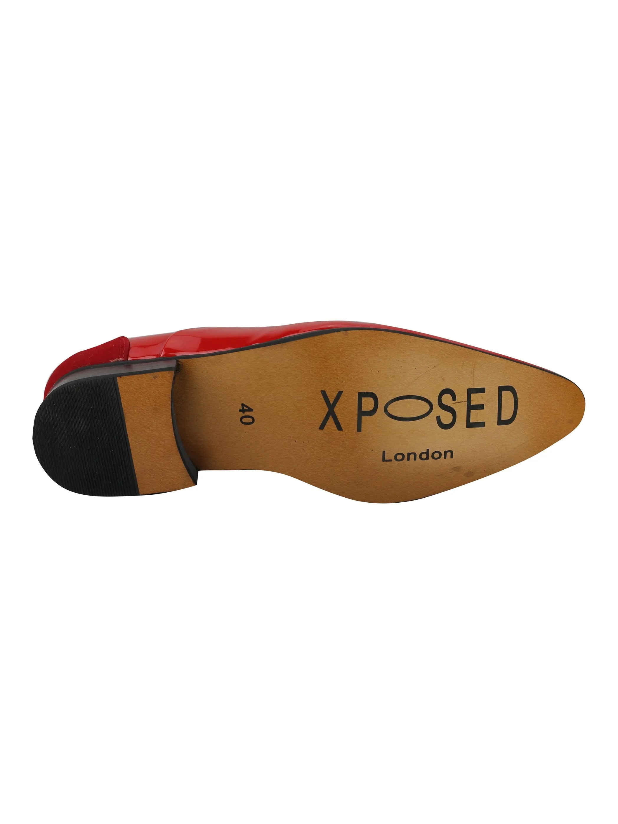 SHINY FAUX LEATHER FORMAL LACE UP SHOES IN RED