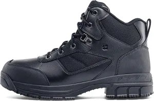 Shoes for Crews Voyager II, Men's, Women's, Unisex Steel Toe (ST) Work Boots, Slip Resistant, Water Resistant, Black, Men's 12 / Women's 13.5