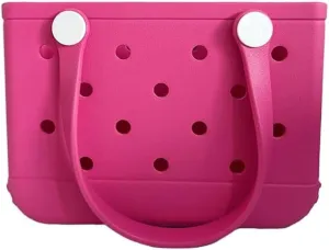 Small Beach Tote Bag, Portable Mini Rubber Tote Bag for Women, 11" x 8.5" x 4.5" Waterproof Cute Beach Bag for Sports