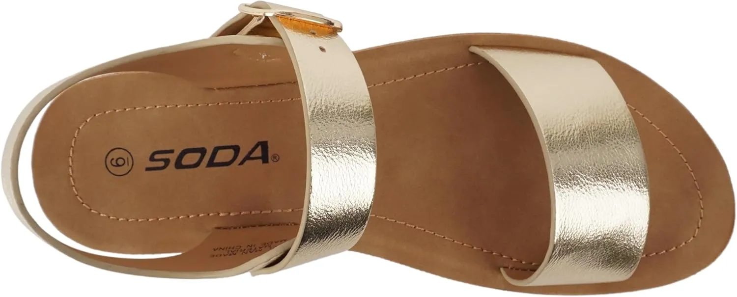 Soda PLENTY ~ Women's Strappy Ankle Wrap Buckle Fashion Flat Sandals