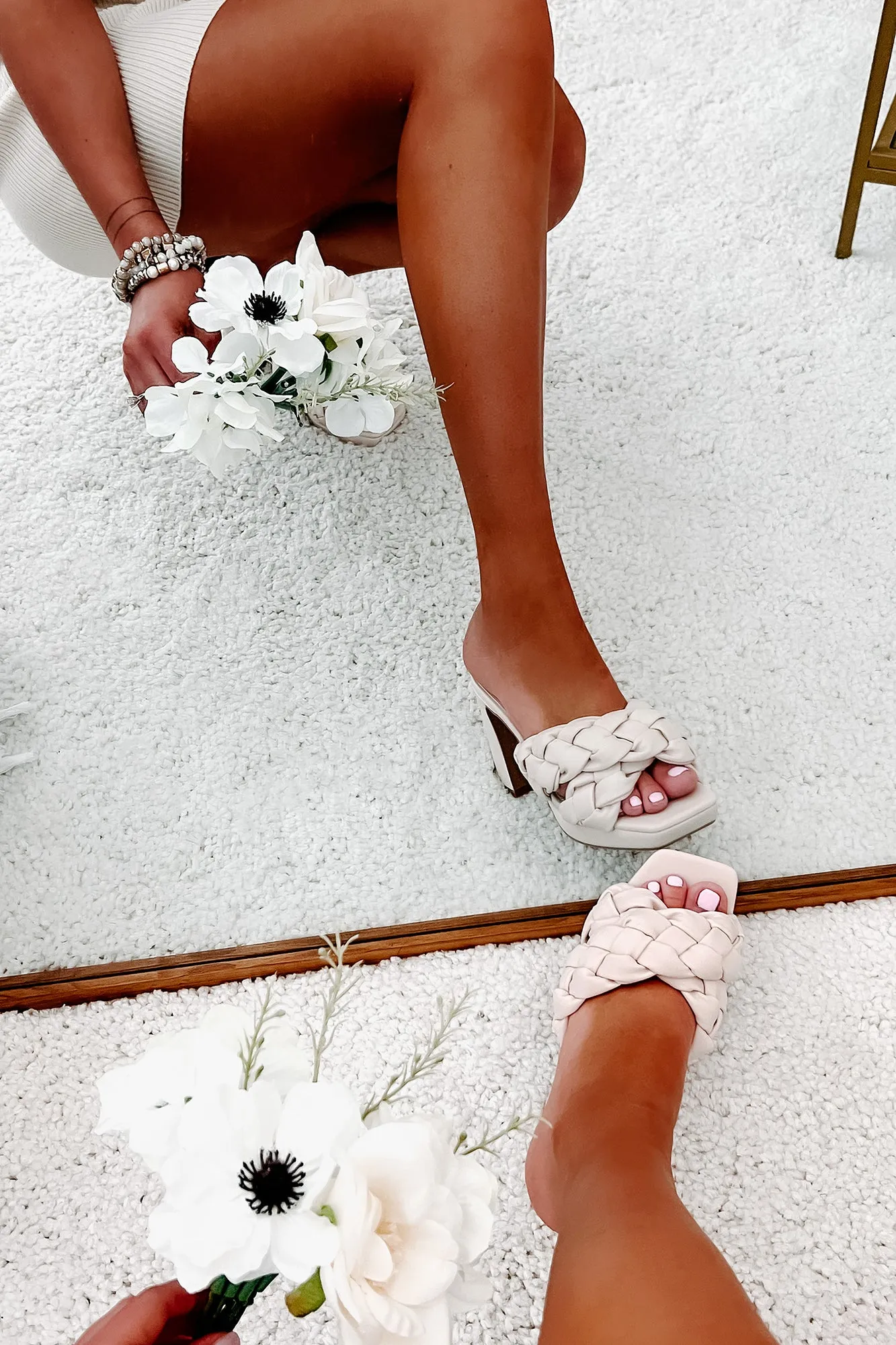 Sole Of Discretion Braided Chunky Heeled Sandals (Beige)