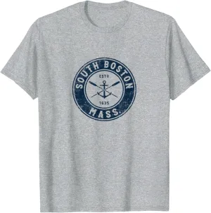 South Boston Massachusetts MA Vintage Boat Anchor & Oars T-Shirt
