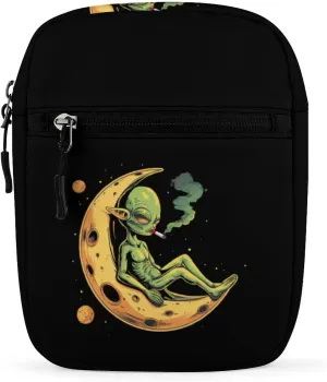 Space Weed Smoking Moon Alien Small Crossbody Bags Adjustable Satchel Bag Travel Shoulder Bag Crossbody Purse for Women Men
