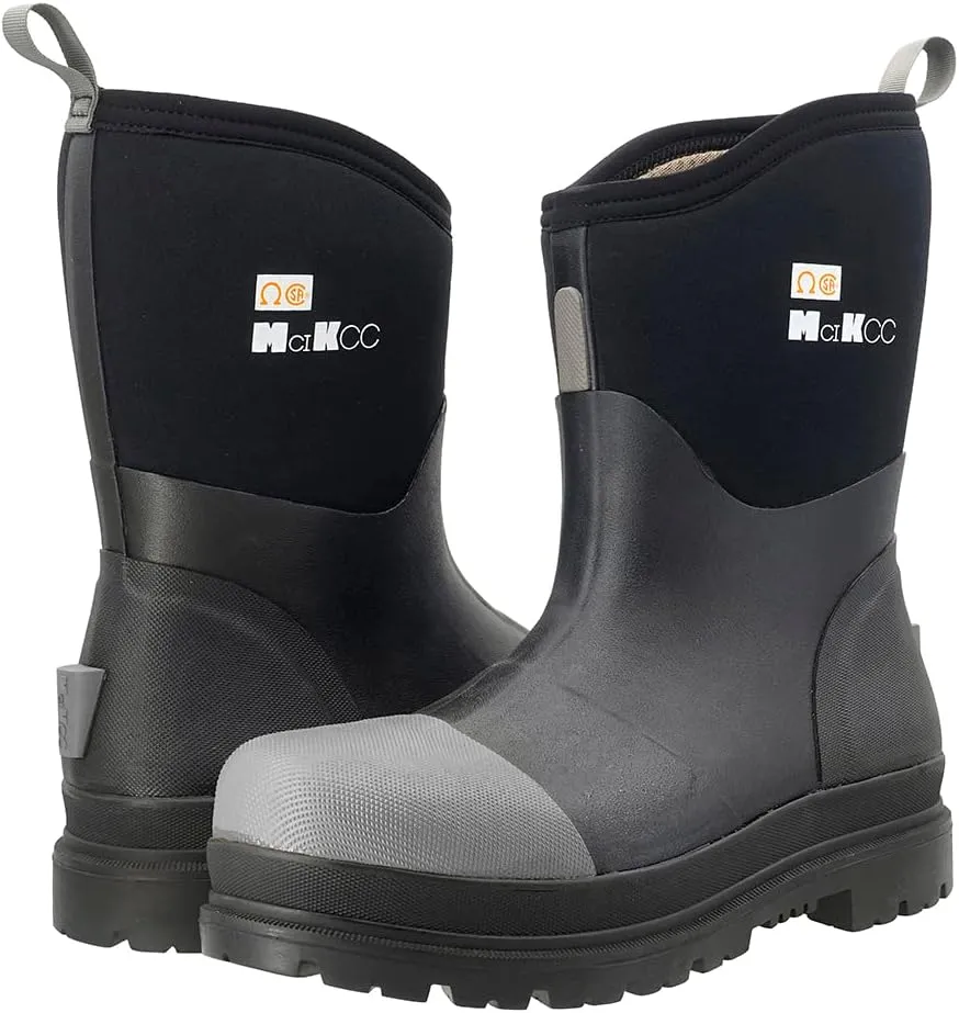 Steel Toe Work Boot for Men, Waterproof Rubber Safety boots, Mid-Calf Durable Protective Footwear, Construction Boot for Industrial Working