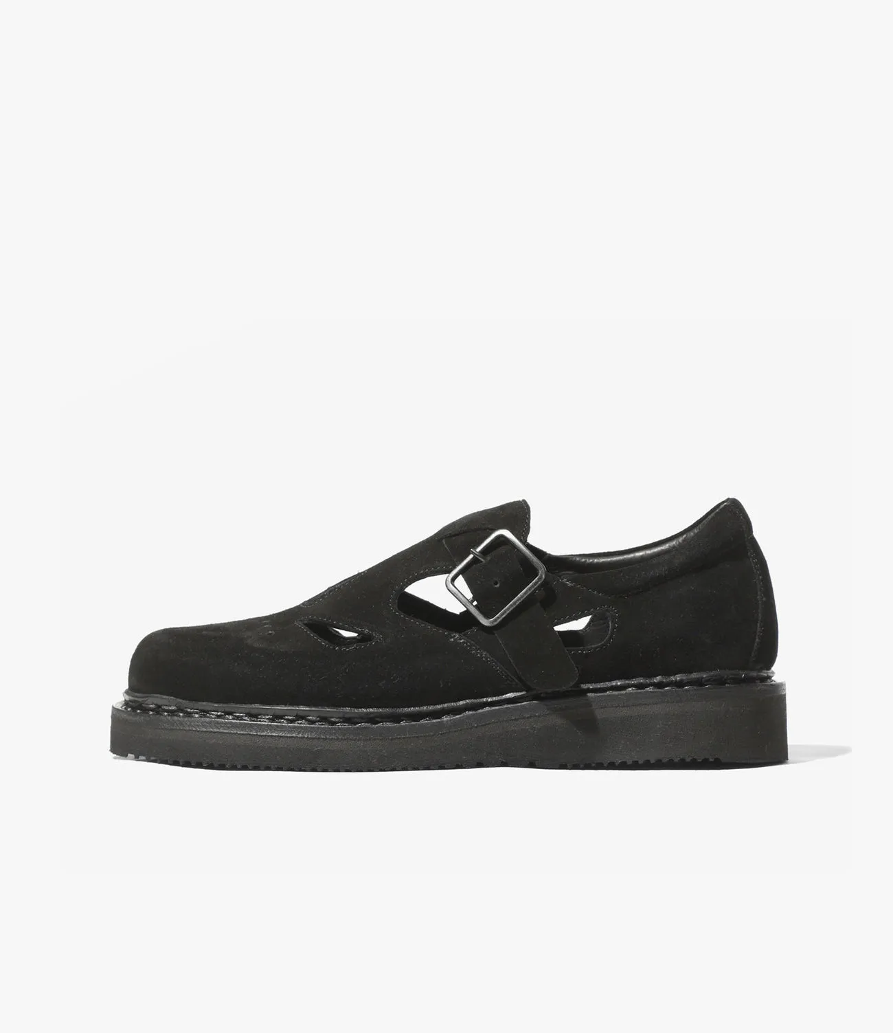 Strapped Oxford Shoes – Black Suede