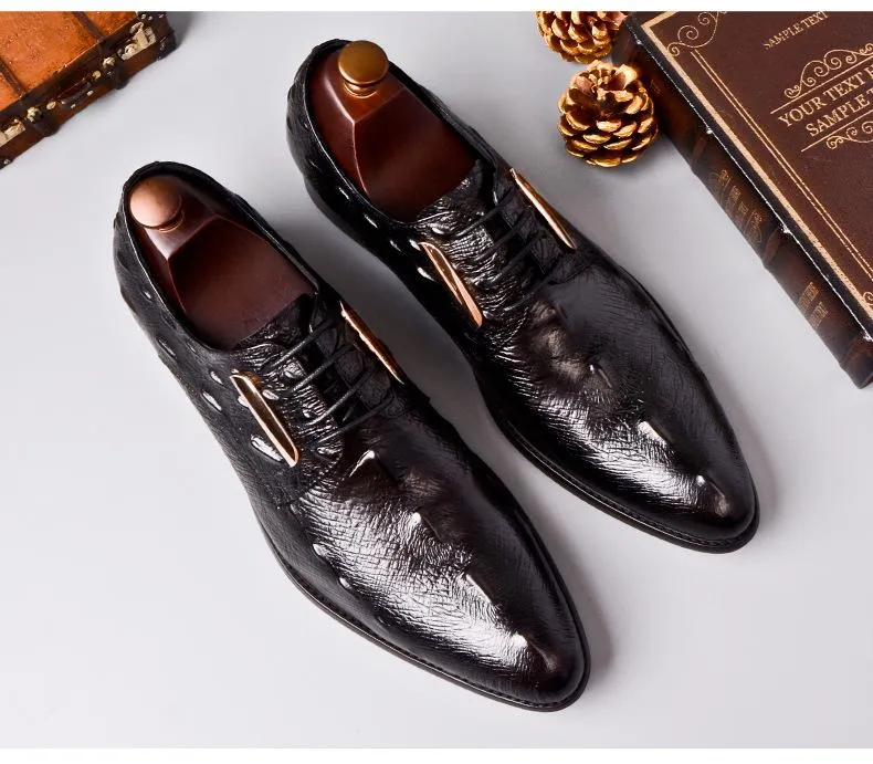 suit business shoes  Genuine Leather  luxury brand men shoes