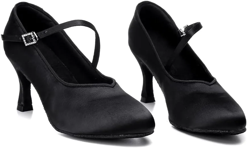 SWDZM Women Ballroom Dance Shoes Closed Toe Latin Salsa Walts Tango Character Dancing Shoes