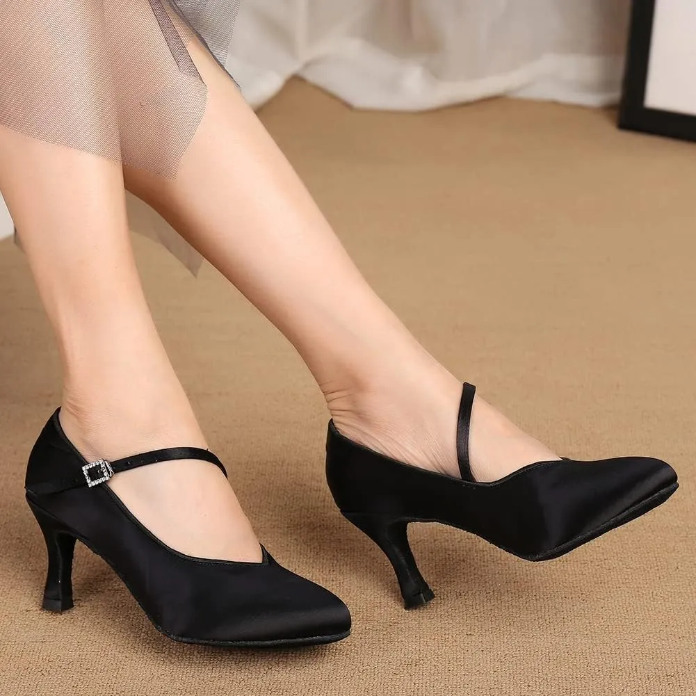 SWDZM Women Ballroom Dance Shoes Closed Toe Latin Salsa Walts Tango Character Dancing Shoes