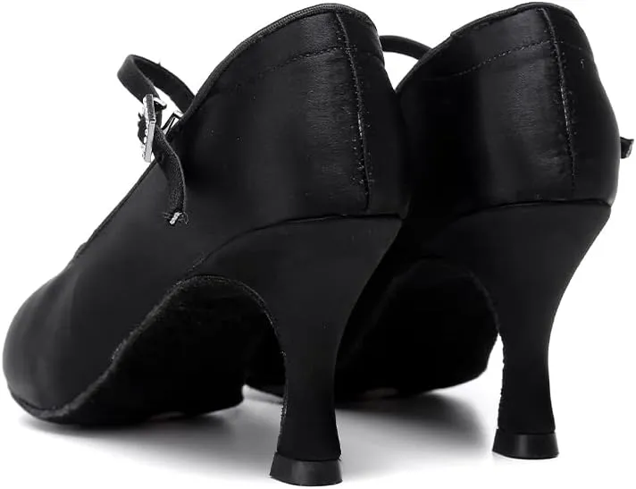 SWDZM Women Ballroom Dance Shoes Closed Toe Latin Salsa Walts Tango Character Dancing Shoes