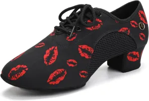 SWDZM Women's Latin Dance Shoes Lace-up Ballroom Modern Salsa Rhythm Teaching Practice Dance Shoes,Model RY1801