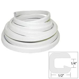 TACO Flexible Vinyl Trim - ¼" Opening x ½"W x 25'L - White