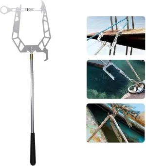 Telescoping Automatic Boat Dock Hook, Stainless Steel Dock Hook Cable Wire Guider Ship Parking Tool, Mooring Rope Dock Hook Boat U Type Mooring Rope Threader, 1 pc, TR4NA86N31TOSF4Q