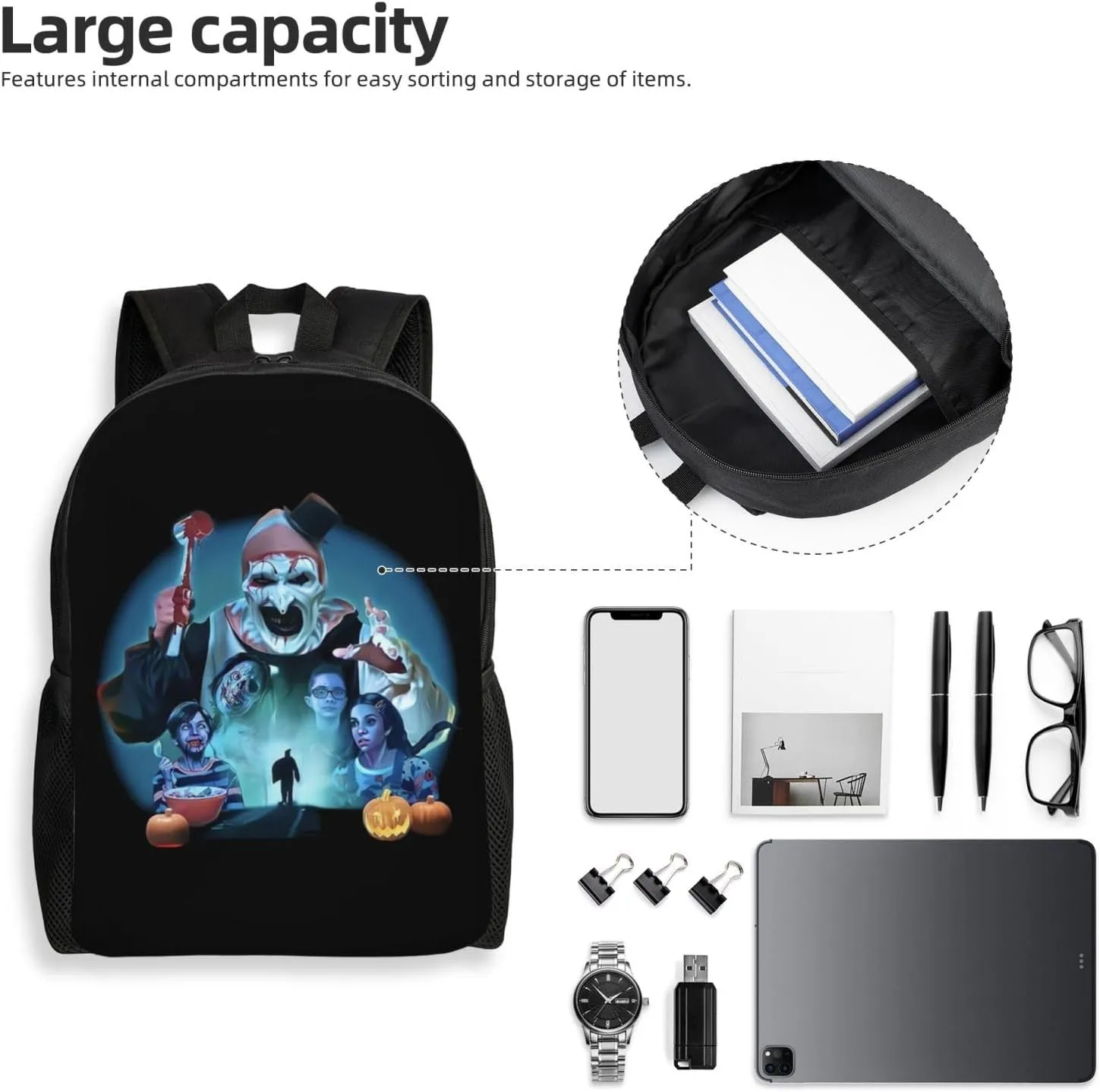 Terrifier Backpack, Leisure Travel Sports Backpack, Lightweight And Large Capacity