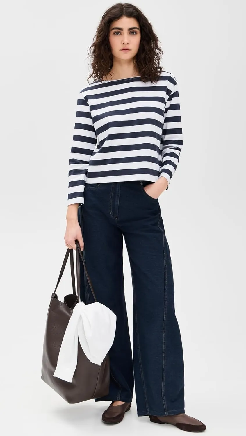 Theory Women's Stripes Boat Neck Tee
