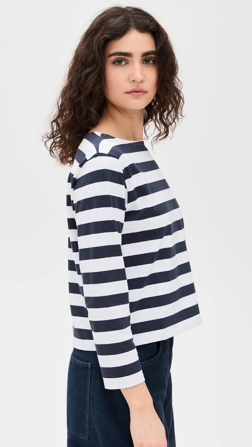 Theory Women's Stripes Boat Neck Tee