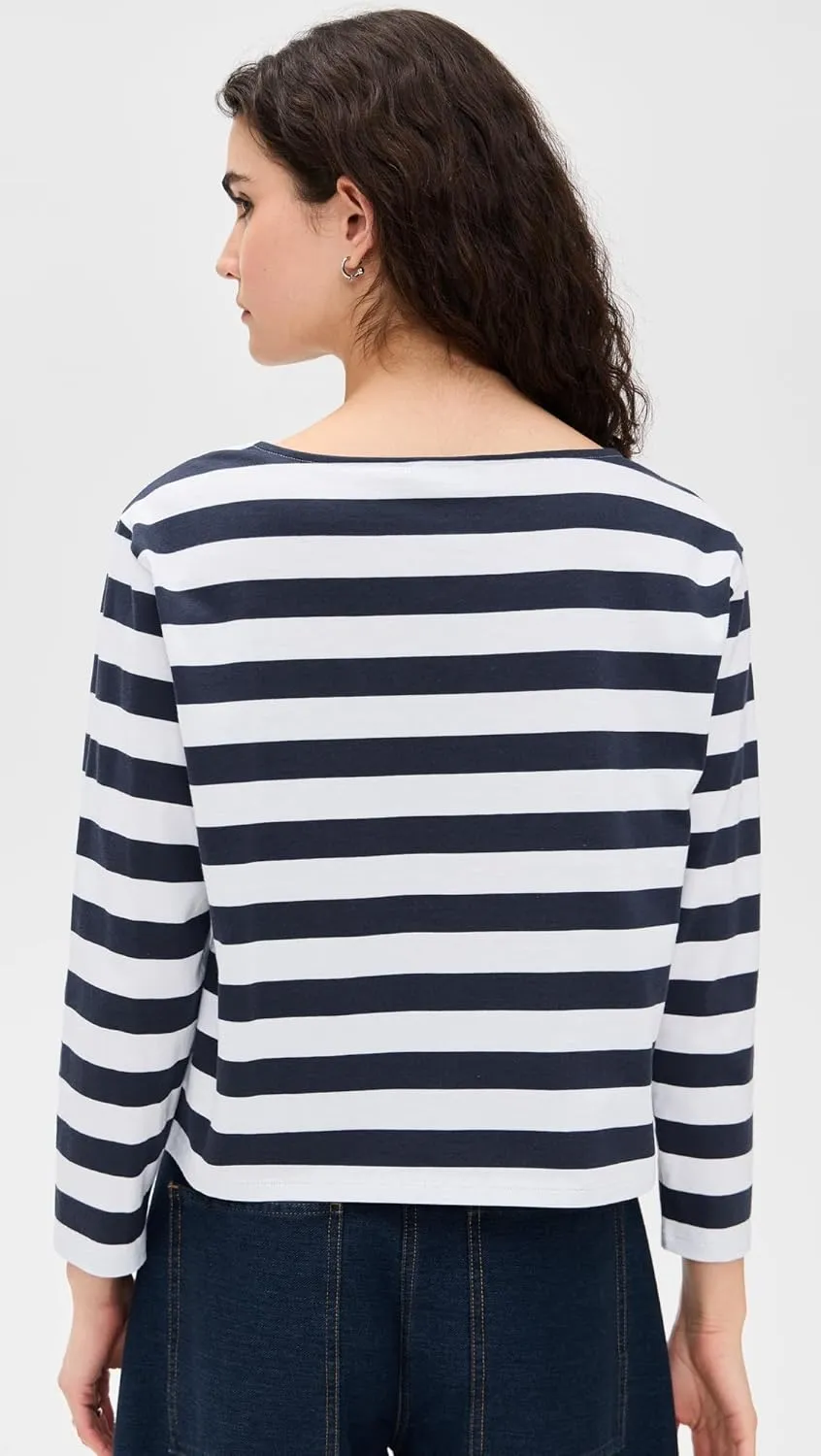 Theory Women's Stripes Boat Neck Tee