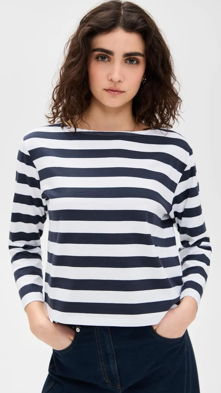 Theory Women's Stripes Boat Neck Tee