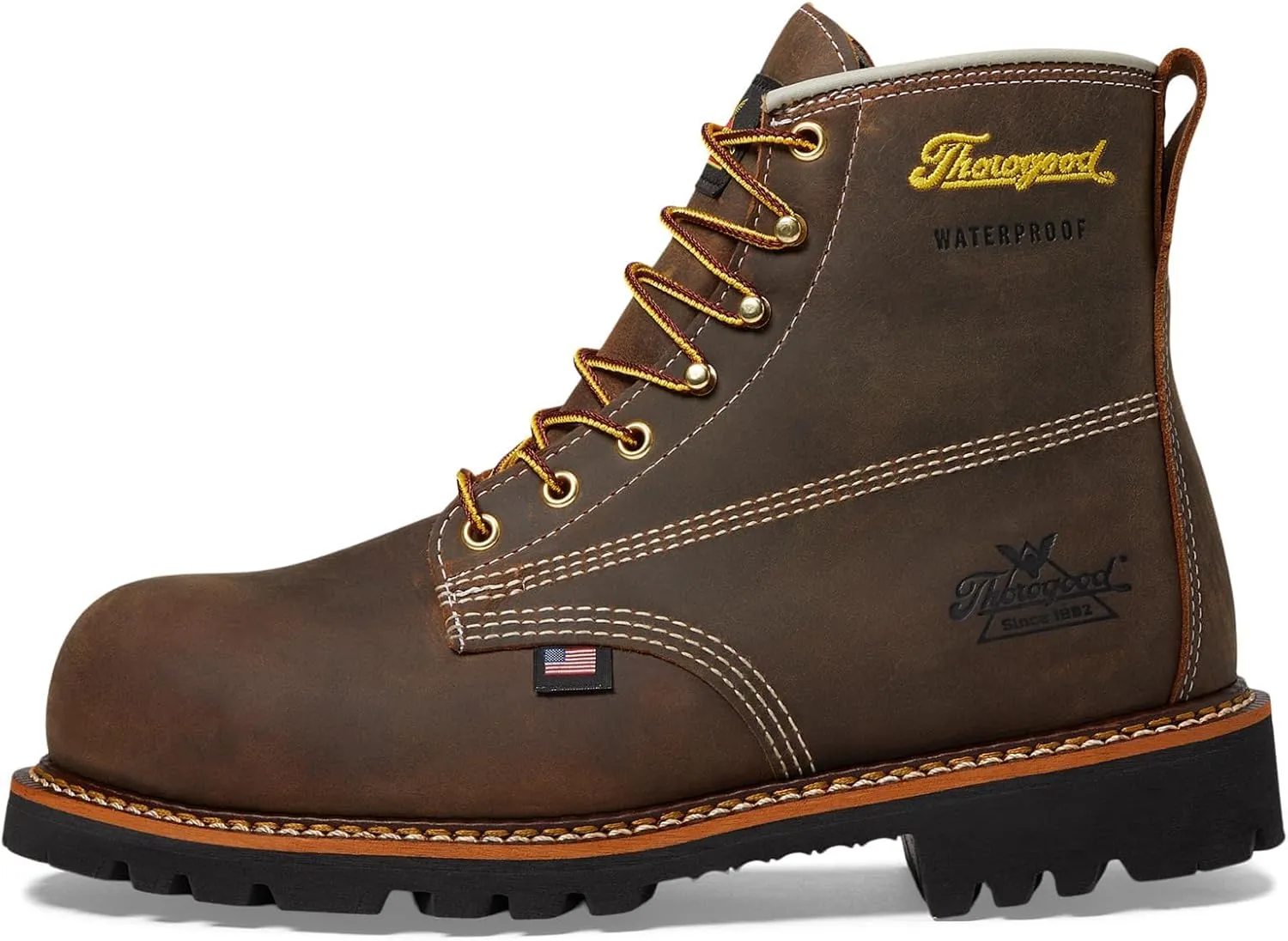 Thorogood American Legacy Series 6" Crazyhorse Nano Toe Waterproof Leather Work Boots for Men with Slip-Resistant Outsole