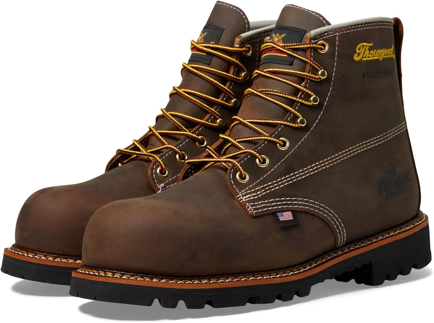 Thorogood American Legacy Series 6" Crazyhorse Nano Toe Waterproof Leather Work Boots for Men with Slip-Resistant Outsole