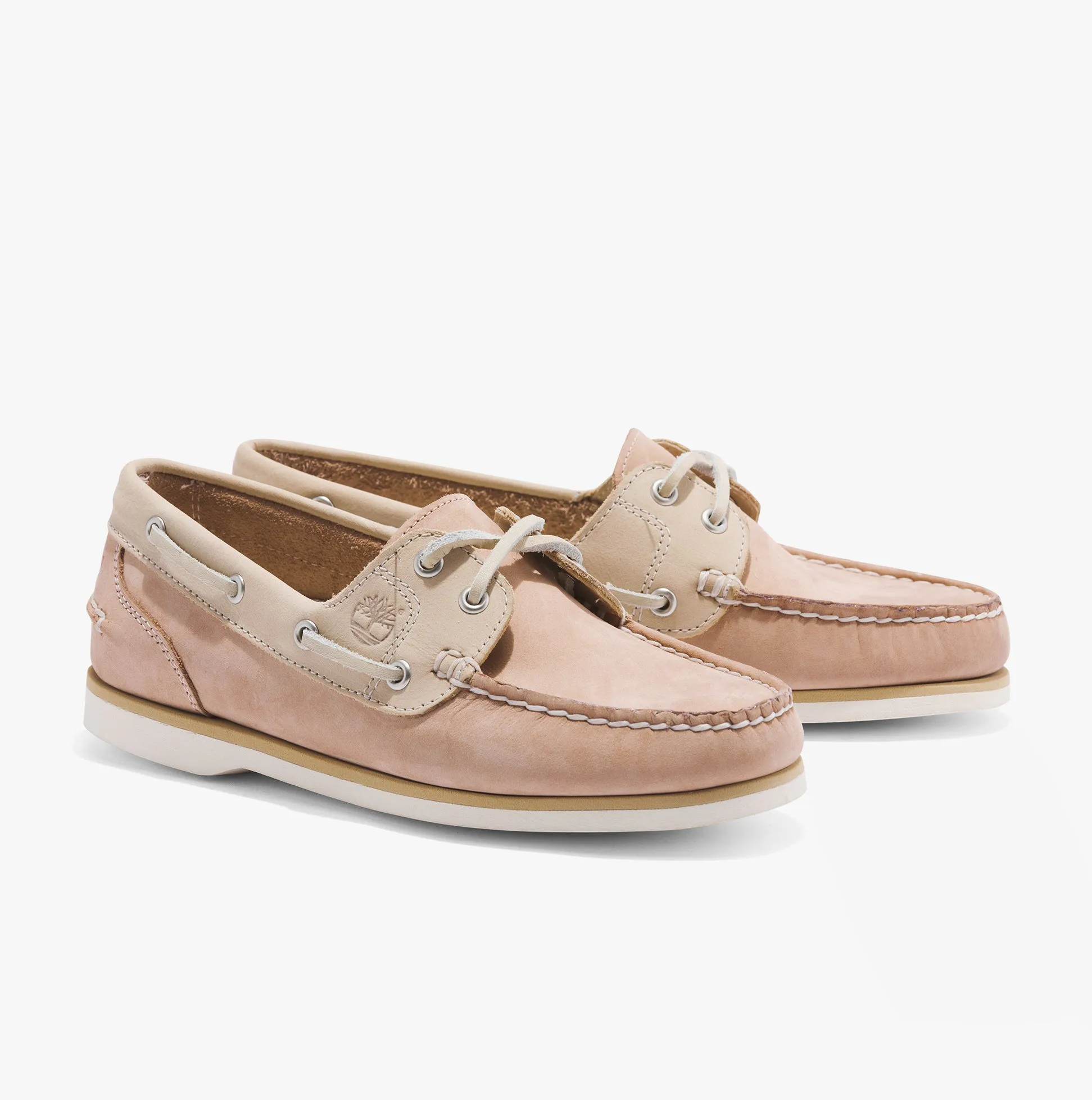 Timberland Classic Boat 2-Eye Womens Wide Nubuck Boat Shoes Light Beige