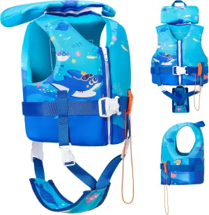 Toddler Swim Vest, Toddler Life Jacket 20-80 lbs Boys & Girls, Kids Floaties Swimming Jackets for 1 2 3 4 5 6 7 Years with Detchable Head Support &Grab Handle