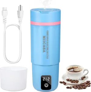 Travel Electric Kettle,Miicasa Small Electric Kettle,Water Boiler with Anti Fall Boot,6 Temperature Control,304 Stainless Steel Auto Shut-Off and Boil Dry Protection,17oz
