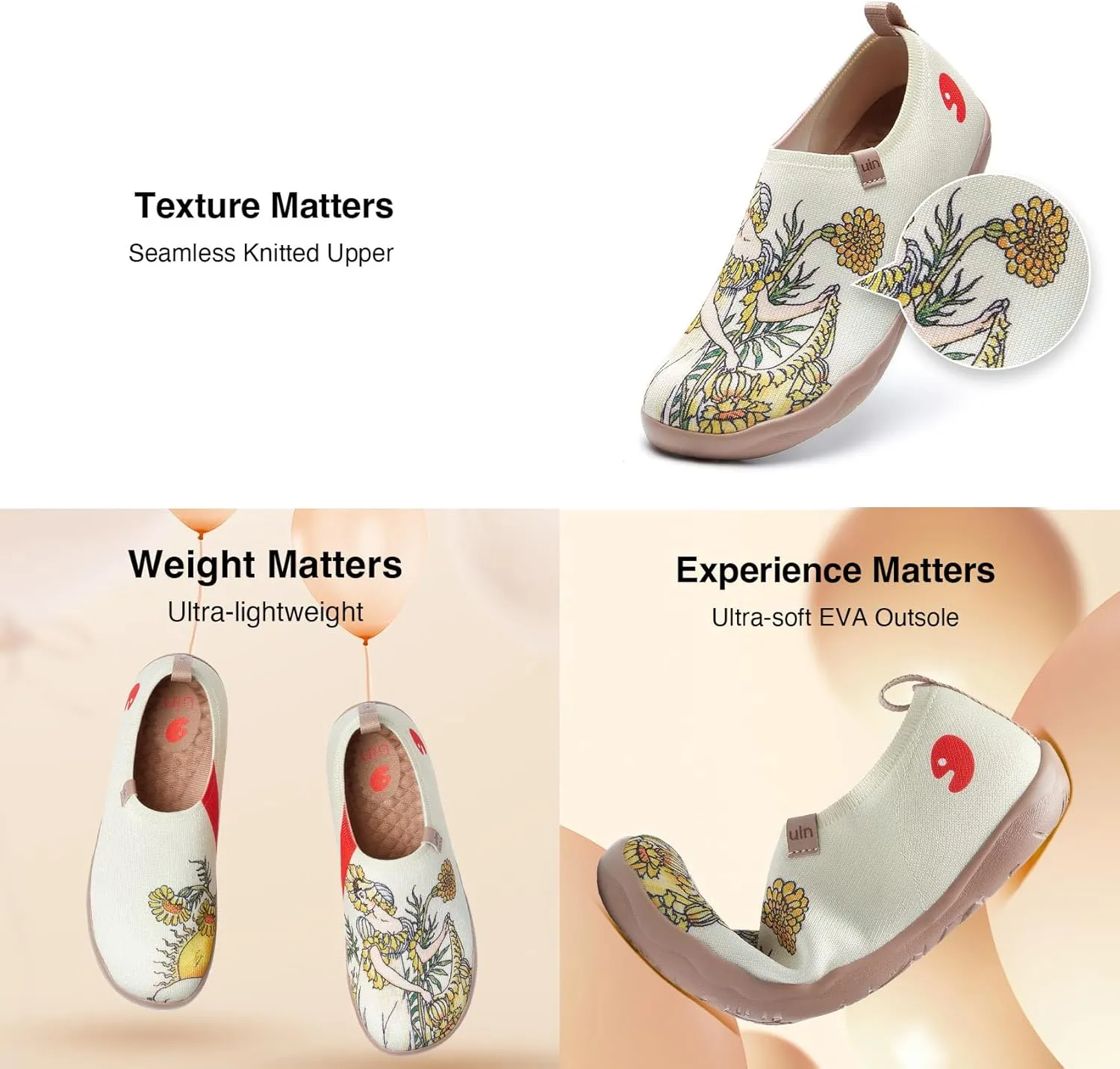 UIN Art Master Women's Art Travel Shoes Slip On Loafers Comfort Lightweight Fashion Sneaker