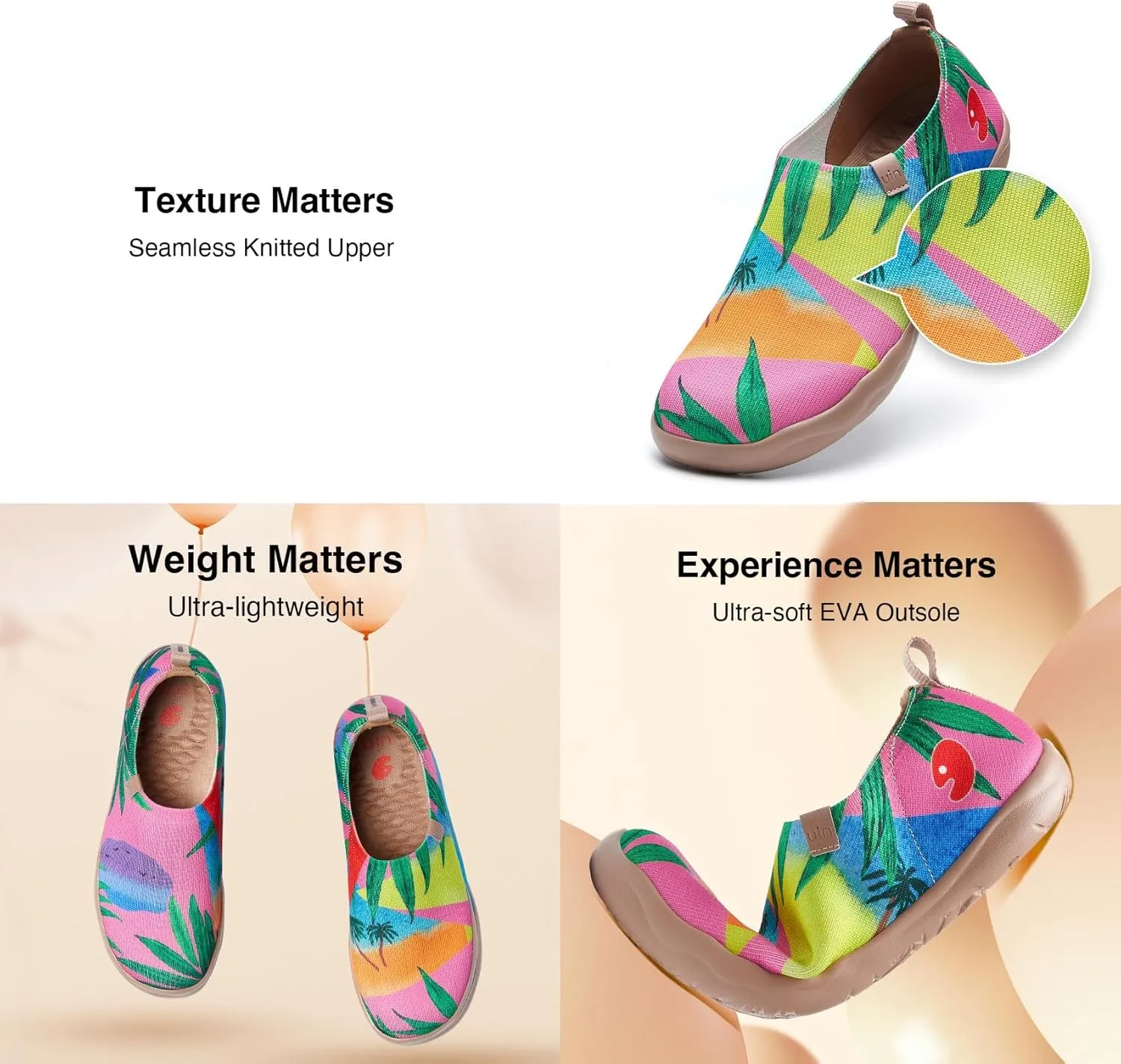 UIN Women's Knit Slip On Loafers Comfort Lightweight Fashion Sneaker Art Painted Travel Shoes Toledo Ⅰ