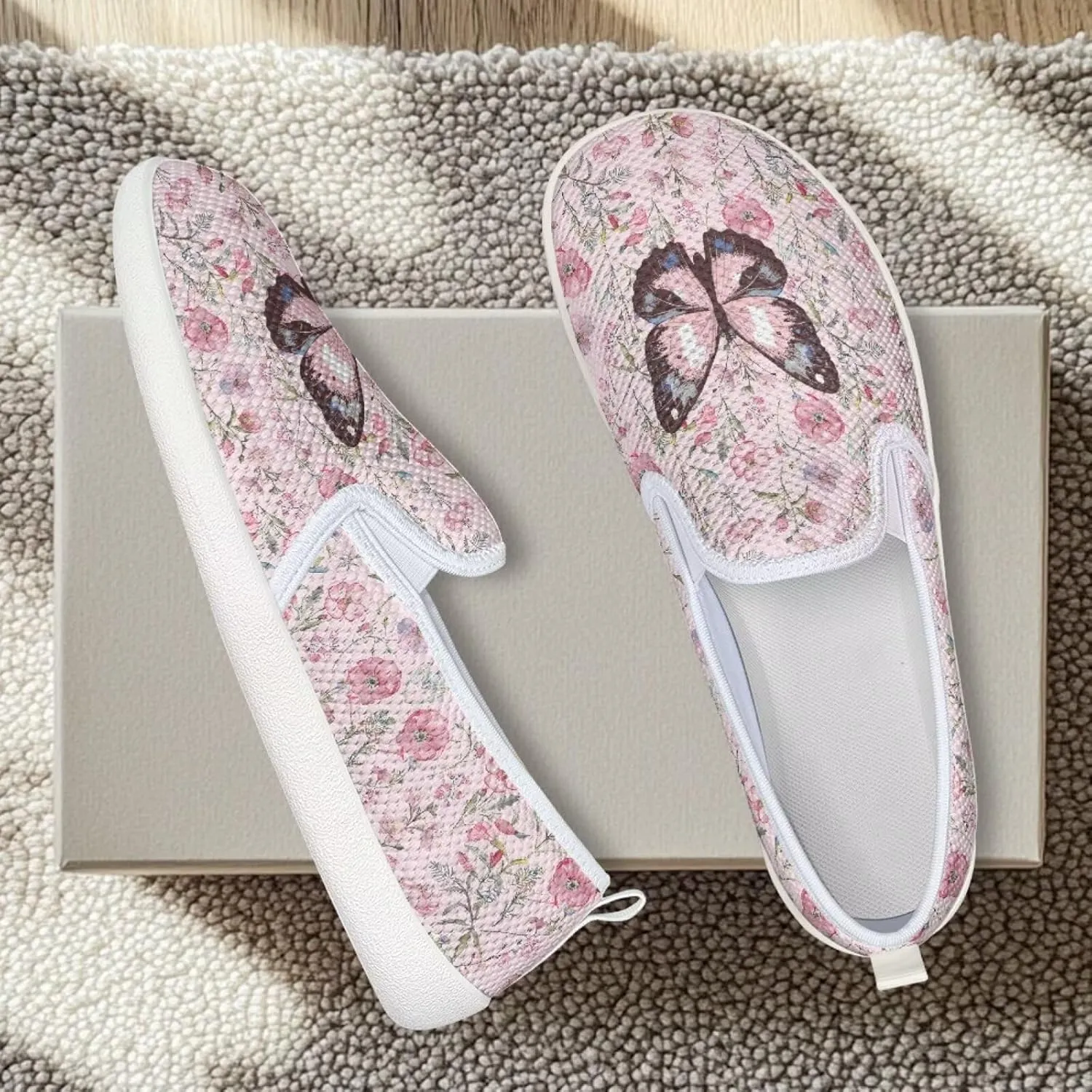 UNICEU Slip On Sneakers for Women Mesh Running Shoes with Anti Slip Rubber Sole,Lightweight Flat Loafers Casual Walking Shoes
