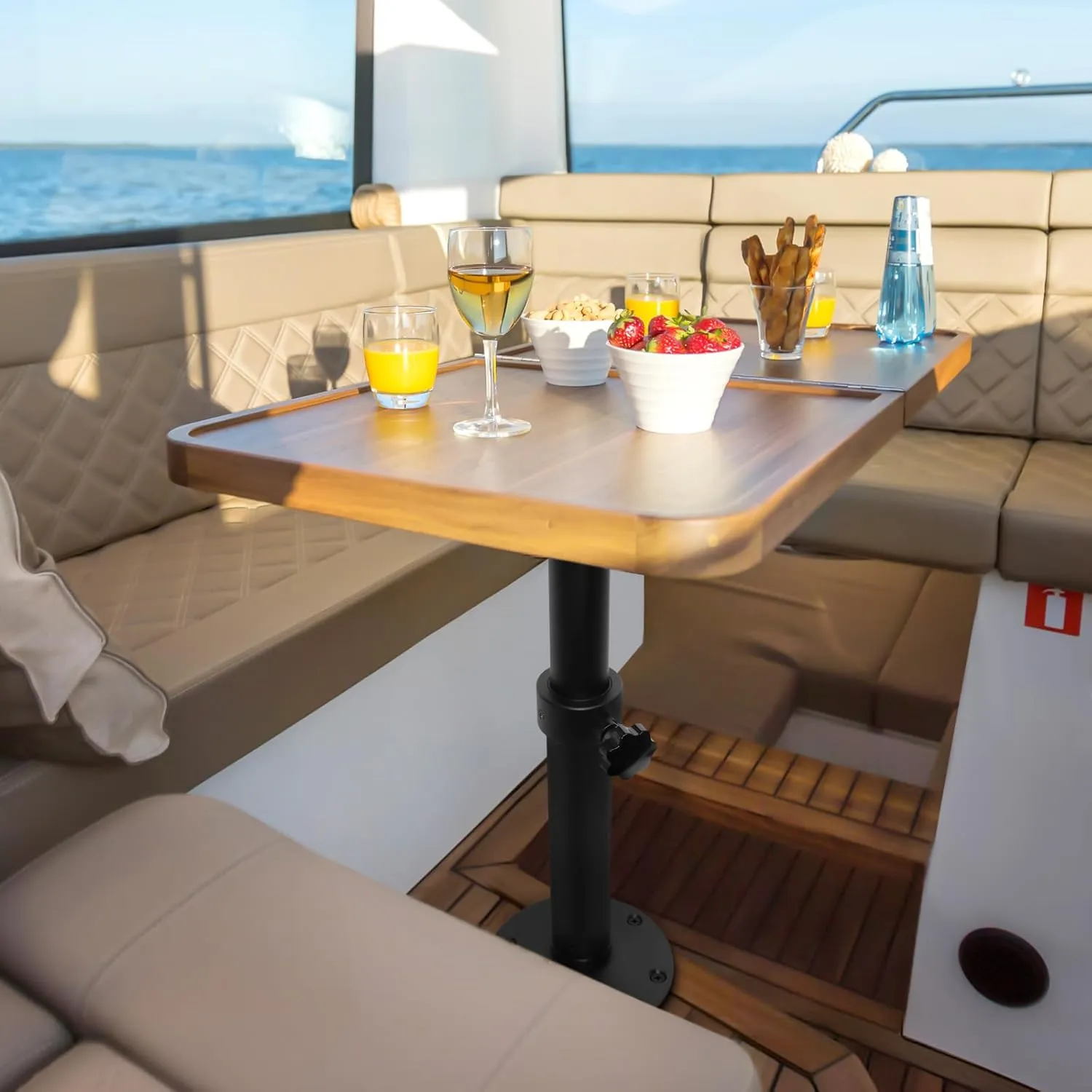Upgraded Boat Table Pedestal RV Table Leg Detachable Adjustable Aluminum Alloy RV Table Base Stand Leg Base Mount Frame 17.8‑27.2 inch Height Range