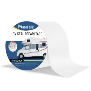 UV & Weatherproof White RV Sealant - 4 Inch x 50 Foot, Waterproof Flex Seal Tape for Roof, Windows, Boat Sealing & Repairs