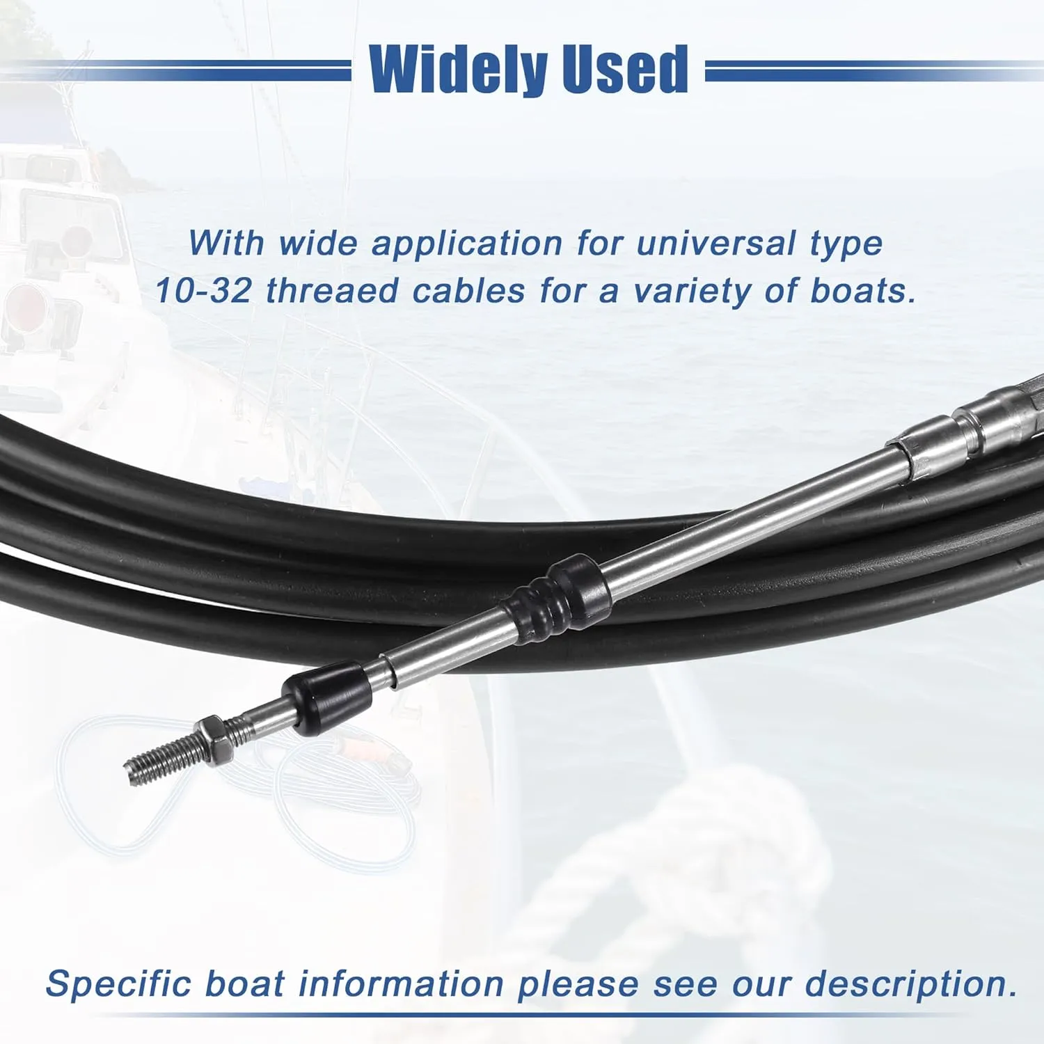 uxcell 1pcs 24ft 276 Inch Marine Type 3300/33C Throttle Shift Remote Control Box Cable W/Clevis for Yamaha Outboard Engine Boat Motor Steering System Black