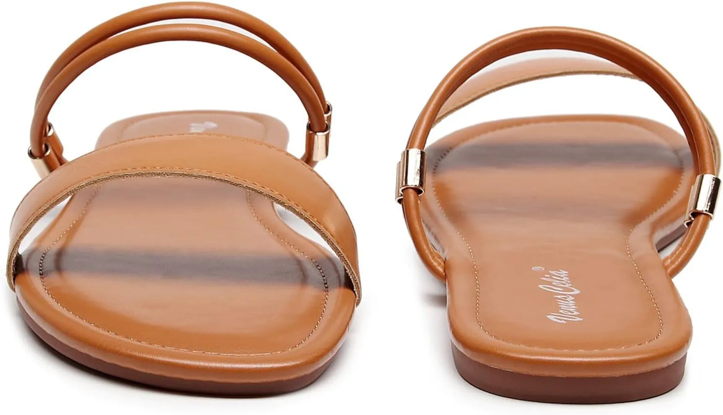 VenusCelia Women's Double Straps Wide Flat Sandal