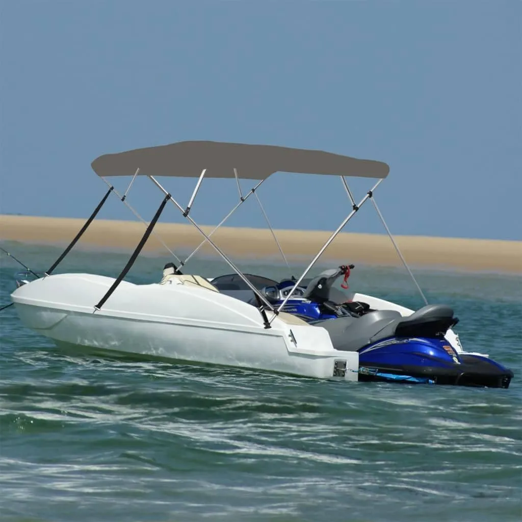 vidaXL 3-Bow Bimini Top/Boat Canopy - Adjustable Dimensions, Weather-Resistant, UV Protective, Polyester Material with PU Coating - Easy Assembly and Mounting - White