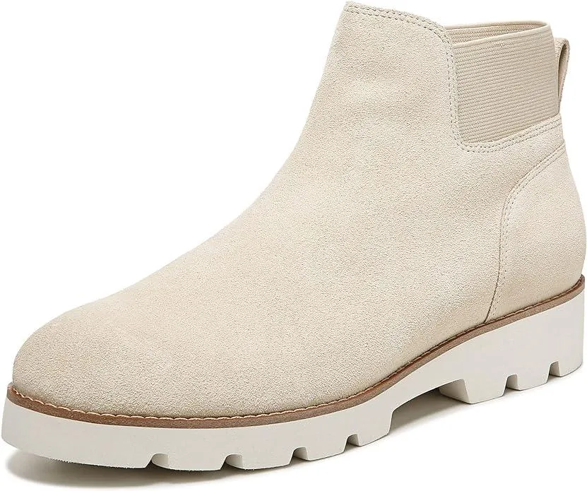 Vionic Women's Brionie Chelsea Pull-Up Short Ankle Semolina  Beige Suede Boot