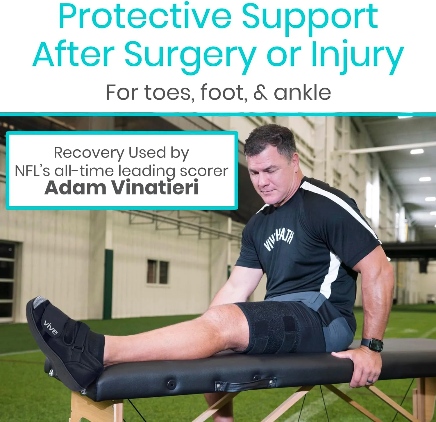 Vive Post Op Shoe - Lightweight Medical Walking Boot with Adjustable Strap - Orthopedic Recovery Cast Shoe for Post Surgery, Fractured Foot, Injured Toes, Stress Fracture, Sprains - Left or Right Foot
